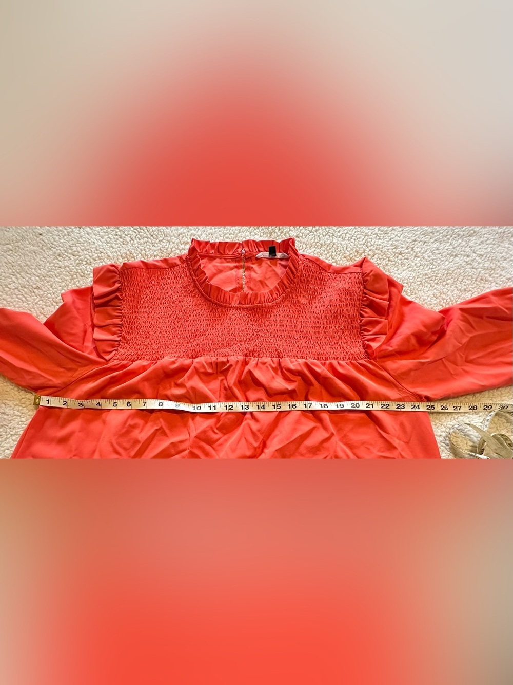 Michelle McDowell Women’s Orange Long Sleeve Blouse size XXL Key Hole In Back - Picture 5 of 10
